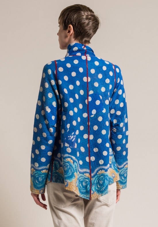 Mieko Mintz 4-Layer Vintage Cotton Drape Collar Jacket in Lavender/Natural