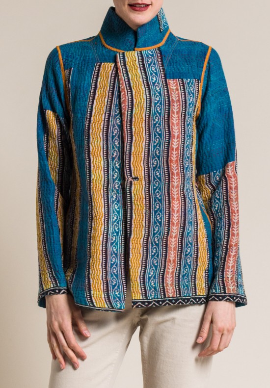 Mieko Mintz 4-Layer Vintage Cotton Simple Jacket in Teal/Turquoise
