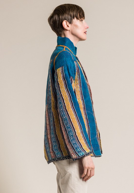 Mieko Mintz 4-Layer Vintage Cotton Simple Jacket in Teal/Turquoise