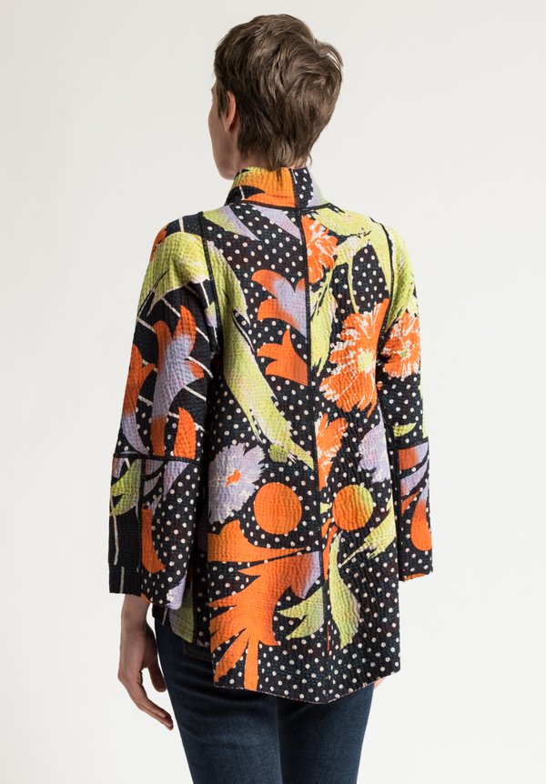 Mieko Mintz Short Flare Jacket in Orange/Black
