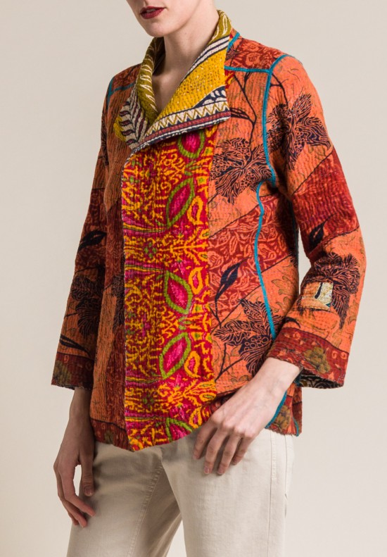 Mieko Mintz 4-Layer Vintage Cotton Short Jacket in Apricot/Marigold ...