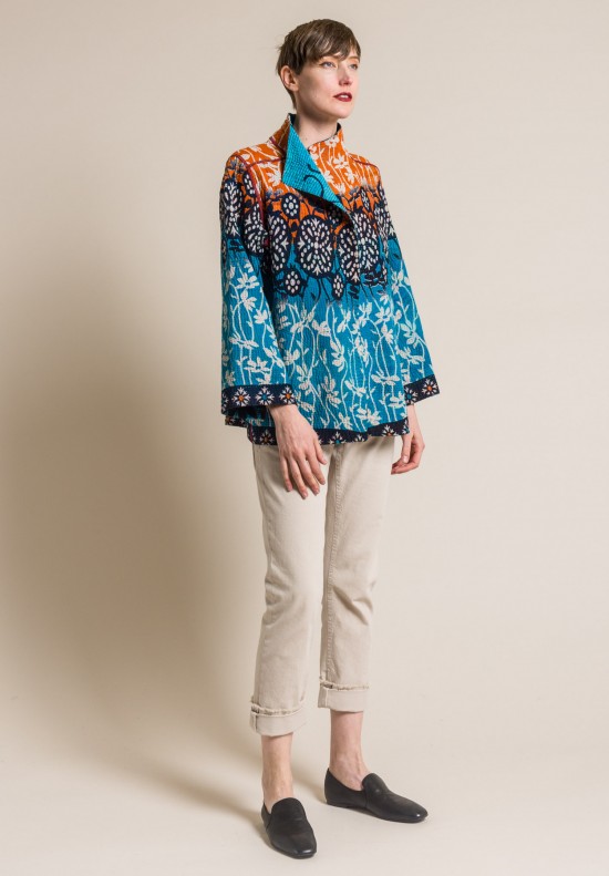Mieko Mintz 4-Layer Vintage Cotton Short Jacket in Orange/Turquoise ...