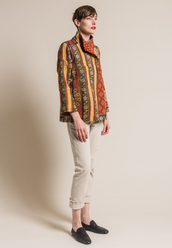 Mieko Mintz 4-Layer Vintage Cotton Short Jacket in Rust/Marigold