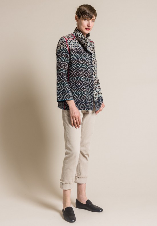 Mieko Mintz 4-Layer Vintage Cotton Short Jacket in Lavender/Black