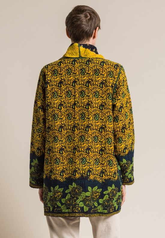 Mieko Mintz 4-Layer Vintage Cotton Pocket Jacket in Marigold/Black