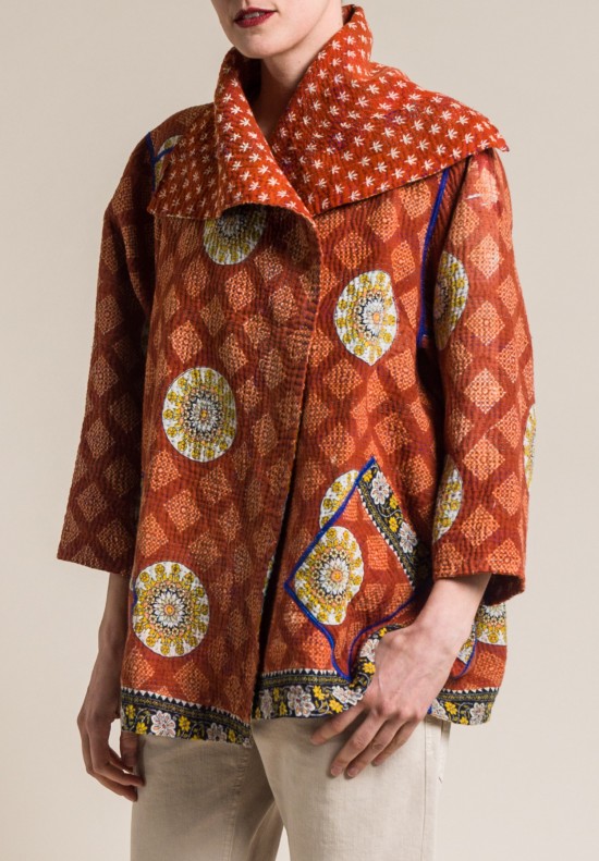 Mieko Mintz 4-Layer Vintage Cotton Flare Jacket in Rust/Marigold ...