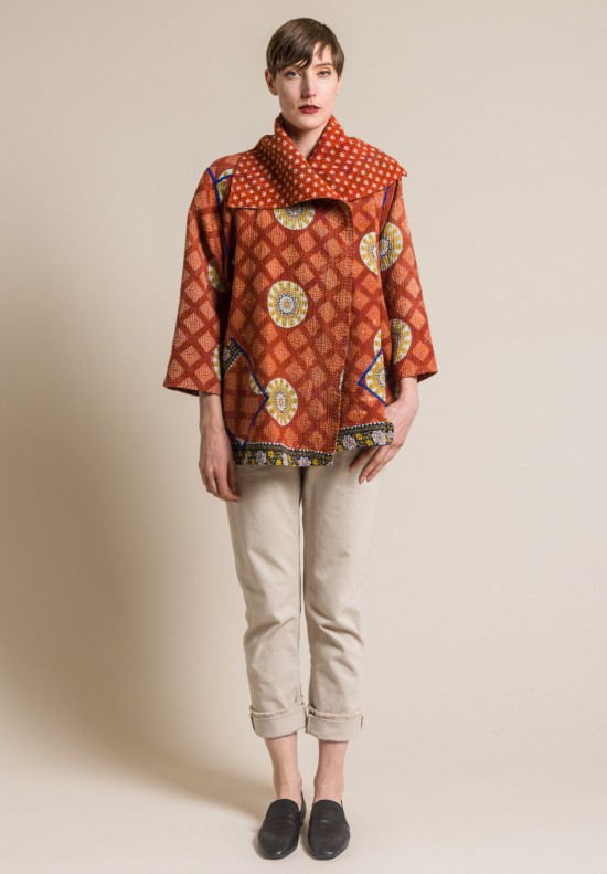 Mieko Mintz 4-Layer Vintage Cotton Flare Jacket in Rust/Marigold ...