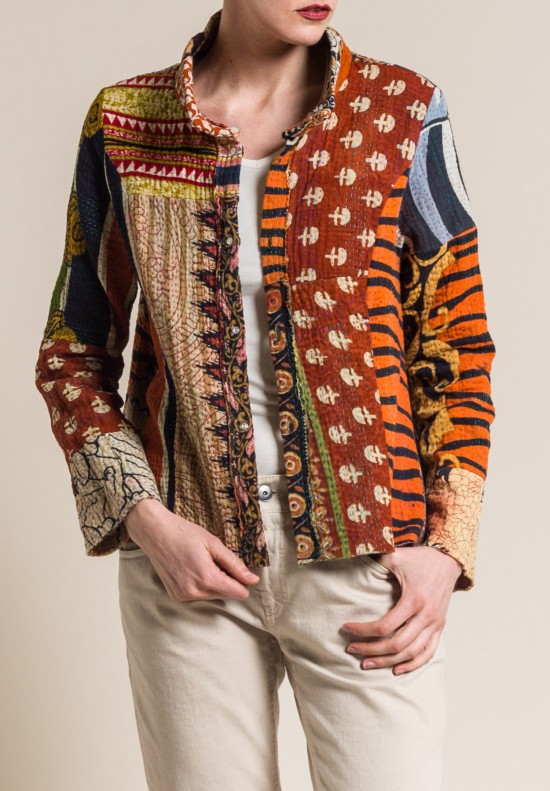 Mieko Mintz 4-Layer Vintage Cotton Mandi Jacket in Rust/Cream