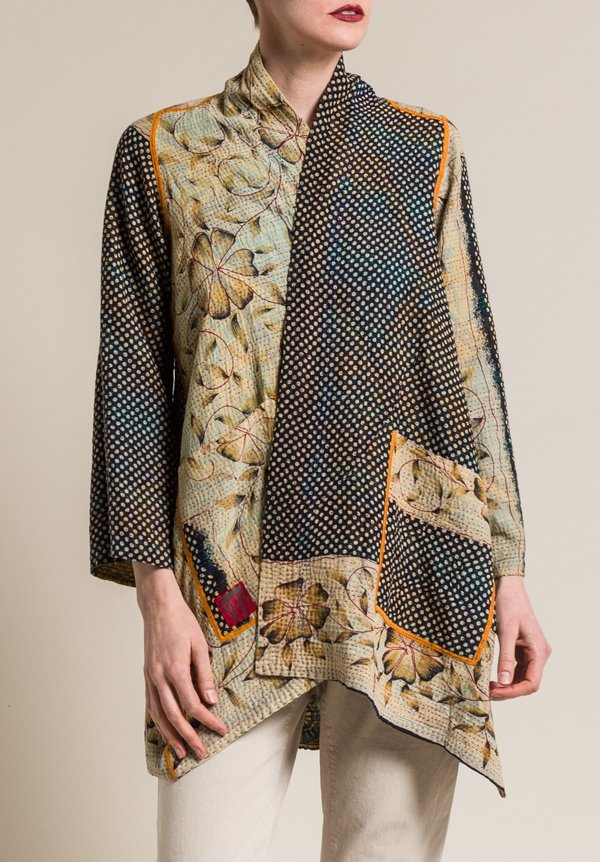 Mieko Mintz 2-Layer Vintage Cotton A-Line Jacket in Marigold/Black
