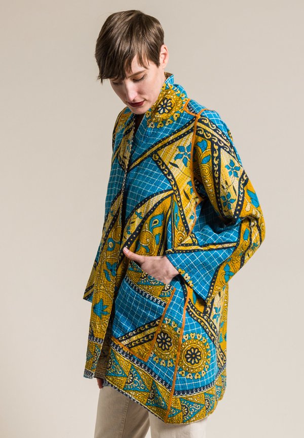 Mieko Mintz 2-Layer Vintage Cotton A-Line Jacket in Marigold/Black ...