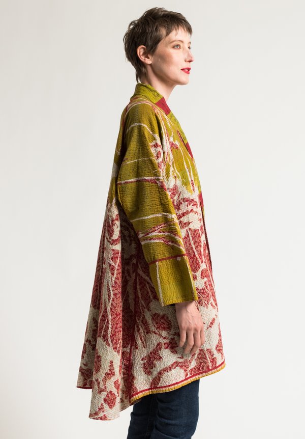 Mieko Mintz 2-Layer Long Kimono Jacket in Green/Red | Santa Fe Dry ...