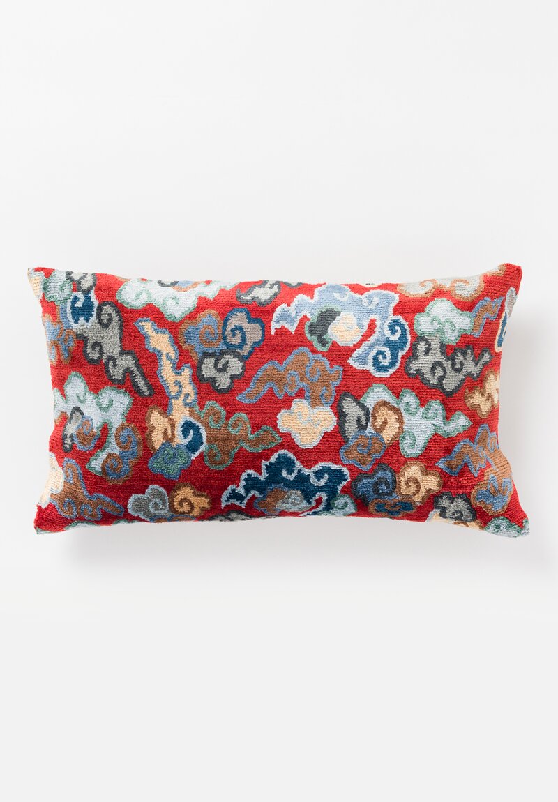 Tibet Home Hand Knotted & Woven Lumbar Pillow in Cloud Red	