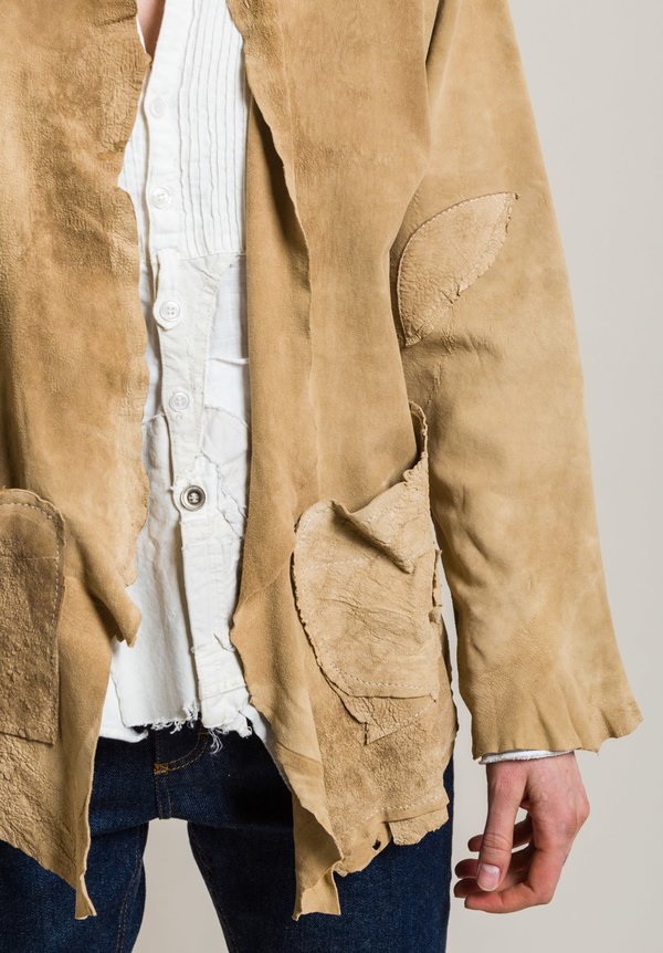 Susan Riedweg Lamb Leather Solid Waistcoat Jacket in Sand