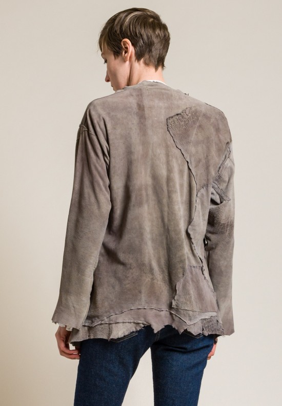 Susan Riedweg Lamb Leather Solid Waistcoat Jacket in Mouse