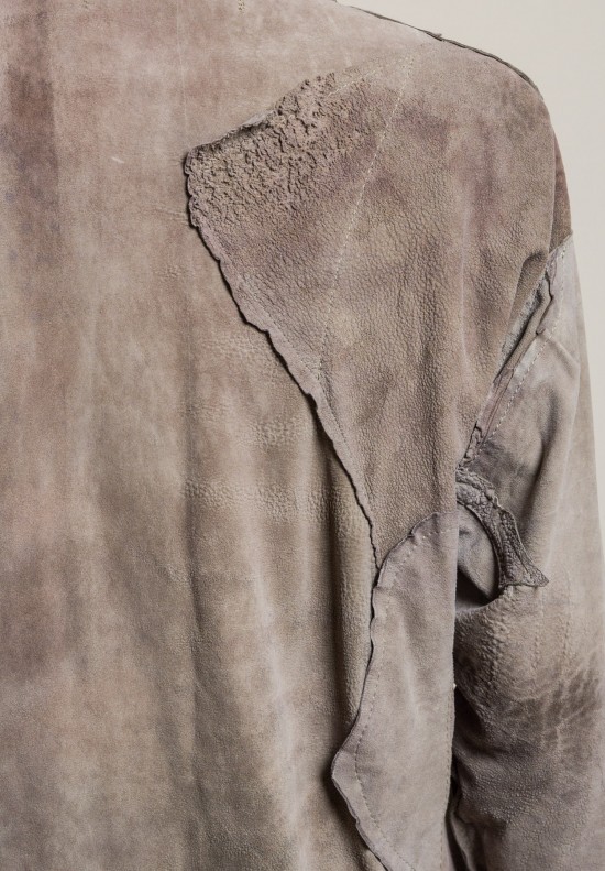 Susan Riedweg Lamb Leather Solid Waistcoat Jacket in Mouse