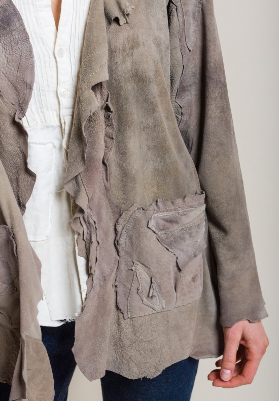 Susan Riedweg Lamb Leather Solid Waistcoat Jacket in Mouse