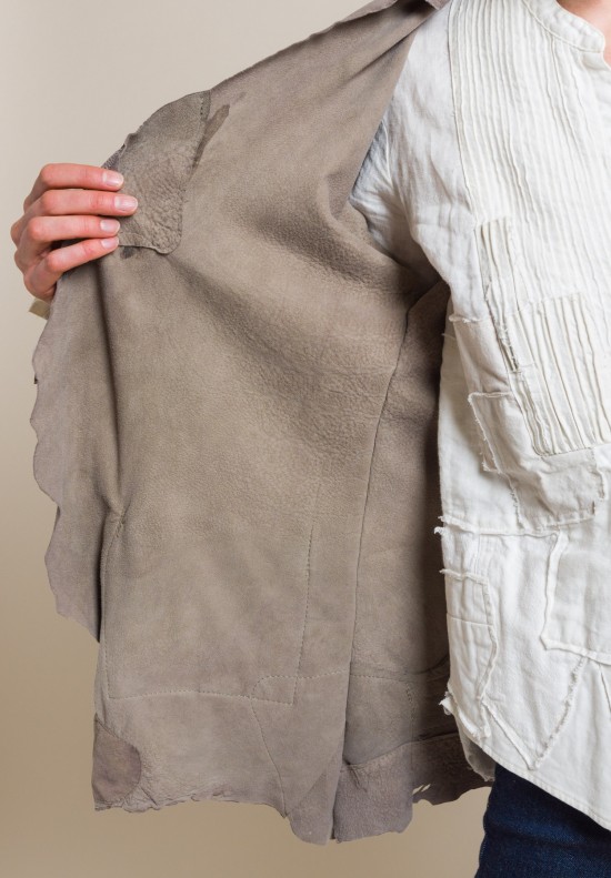 Susan Riedweg Lamb Leather Solid Waistcoat Jacket in Mouse