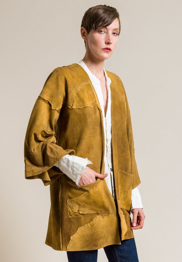 Susan Riedweg Lamb Leather 3/4 Kimono Jacket in Nutmeg