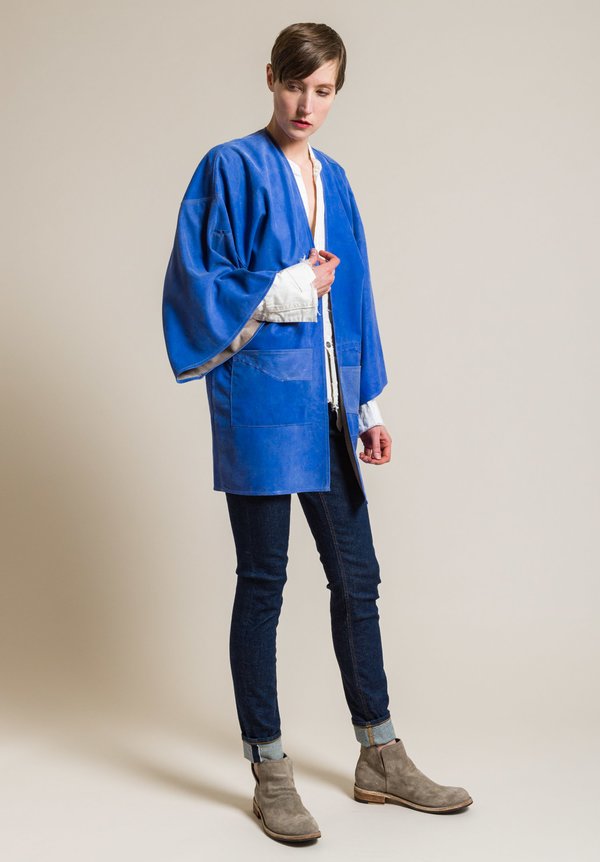 Susan Riedweg Lamb Leather 3/4 Kimono Jacket in Periwinkle
