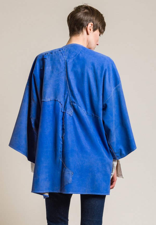 Susan Riedweg Lamb Leather 3/4 Kimono Jacket in Periwinkle