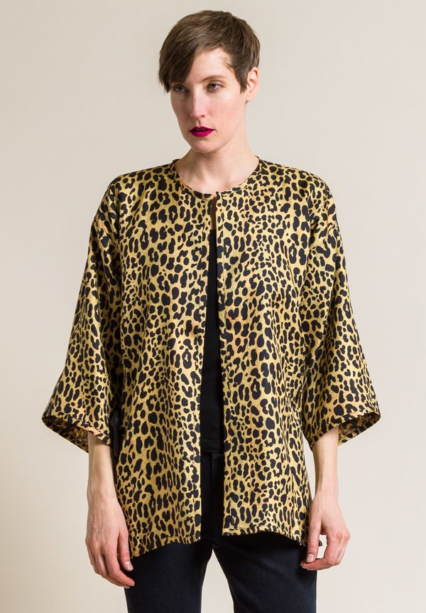 Etro Silk Reversible Paisley & Leopard Print Jacket in Multicolor