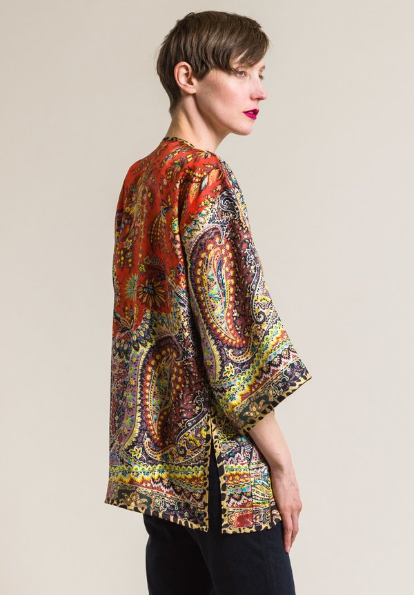 Etro Silk Reversible Paisley & Leopard Print Jacket in Multicolor