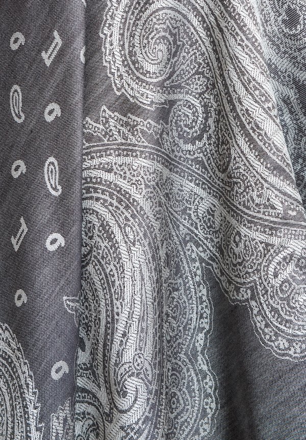 Etro Silk/Wool Paisley Print Scarf in Grey
