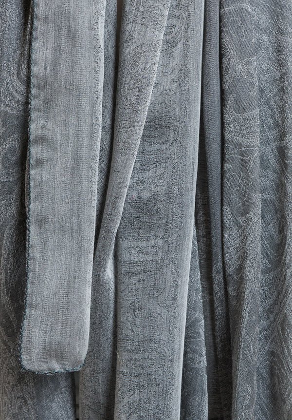 Etro Cashmere/Silk Sheer Jacquard Scarf in Grey