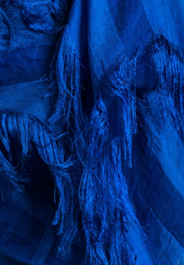 Suzusan Silk Sheer Double-Layered Scarf in Blue