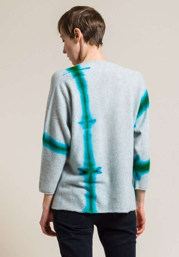 Suzusan Cashmere Sekka Shibori Sweater in Emerald/Light Grey