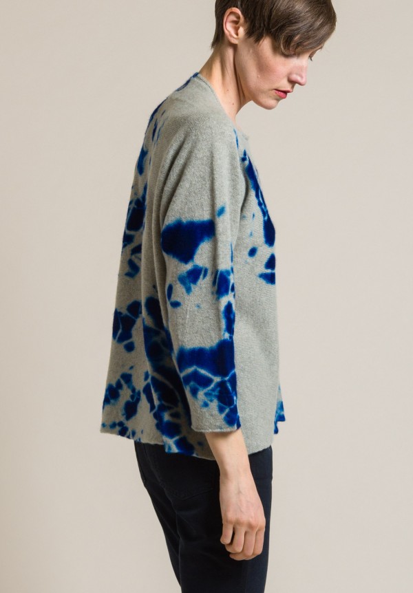 Suzusan Cashmere Madara Shibori Sweater in Royal Blue/Grége