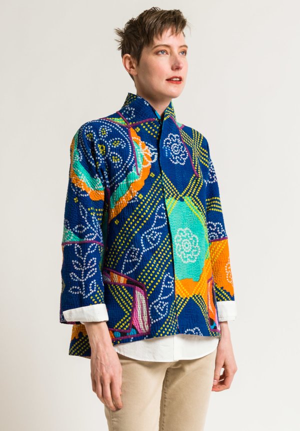 Mieko Mintz Short Flare Jacket in Turquoise/Orange