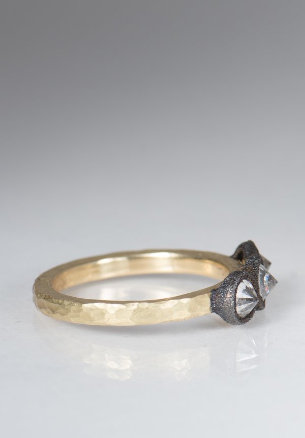 Tap by Todd Pownell 18k, Darkened 14k, 3 Inverted Diamond Ring