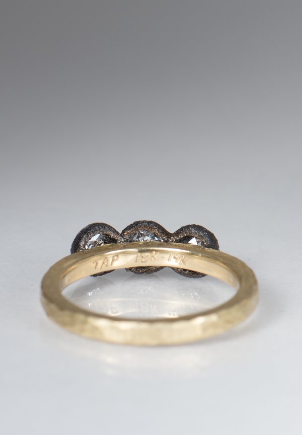 Tap by Todd Pownell 18k, Darkened 14k, 3 Inverted Diamond Ring