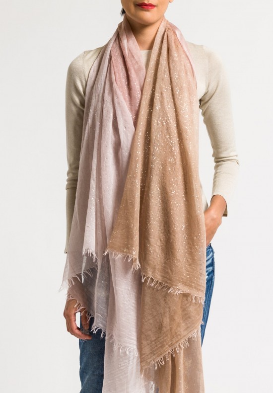Faliero Sarti Pink Ombre Scarf with Metallic Paint