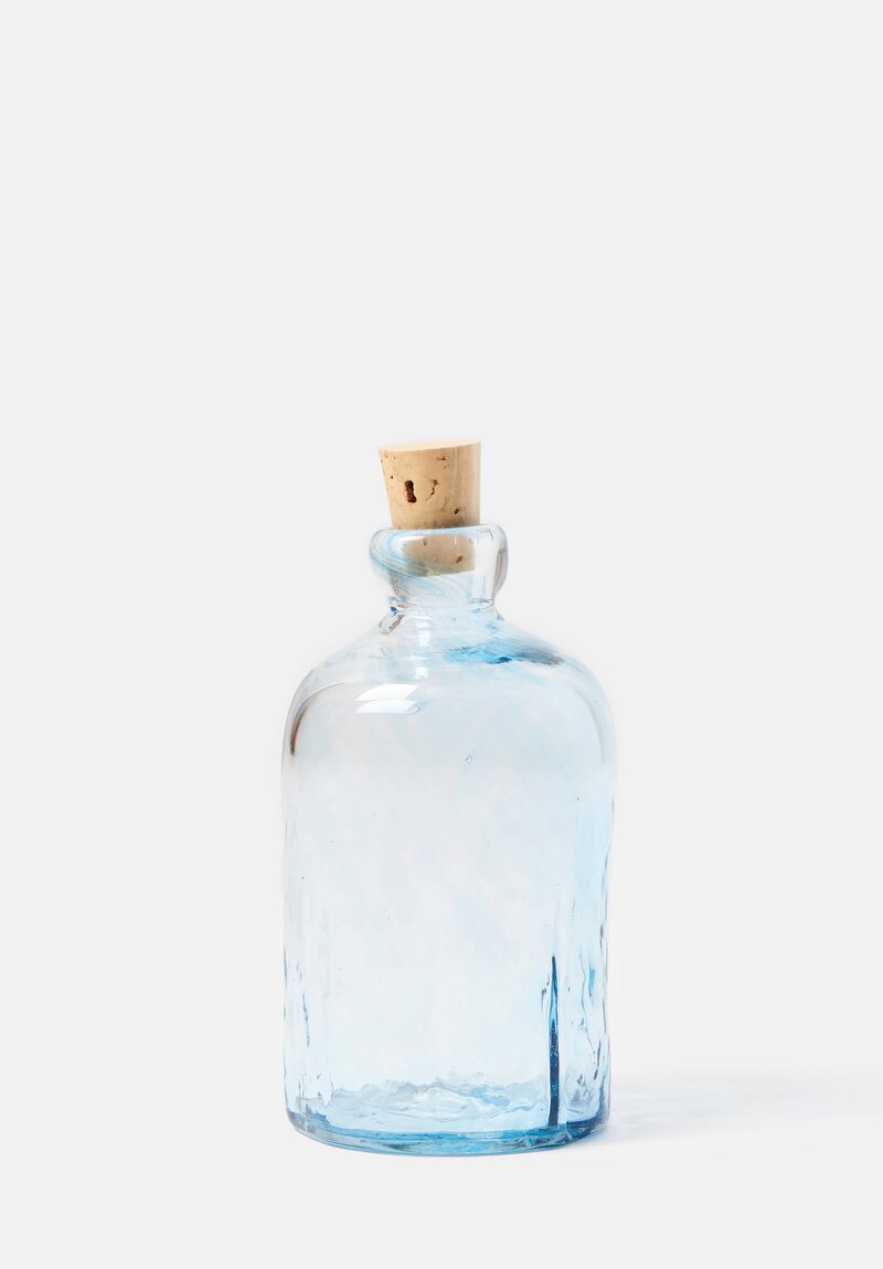 Studio Xaquixe Handblown Corked Tall Bottle in Turquoise	