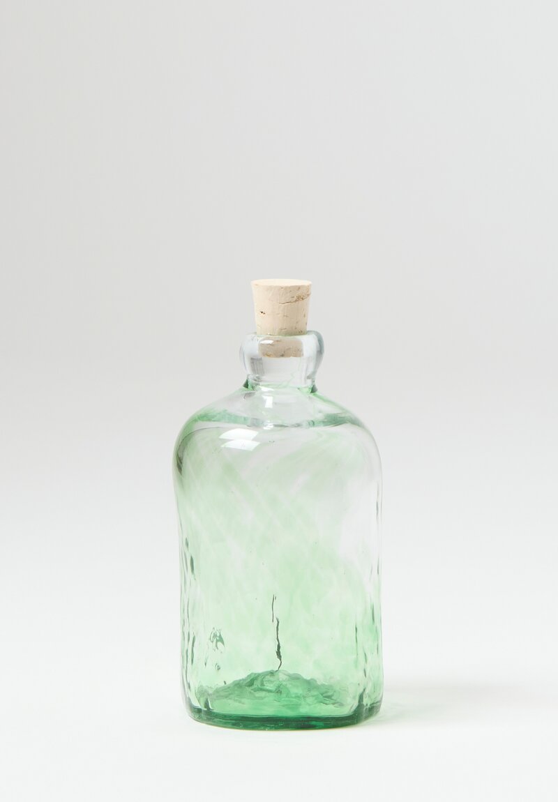 Handblown Corked Tall Bottle in Verde