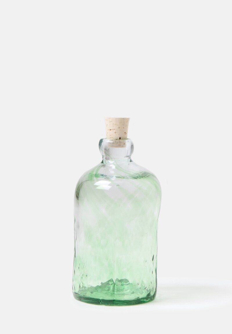 Handblown Corked Tall Bottle in Verde