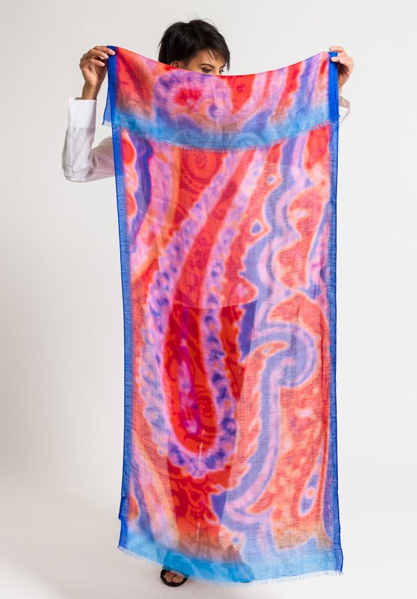 Etro Paisley Scarf in Red & Blue