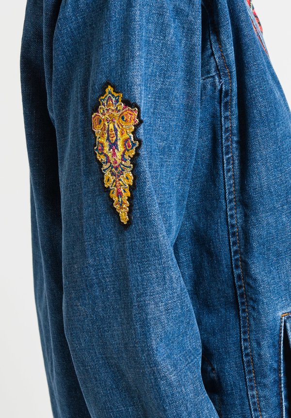 Etro Cotton Denim Jacket with Paisley Inserts