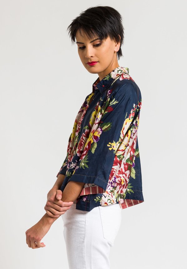 Péro by Aneeth Arora Blue Shirt with Floral Print