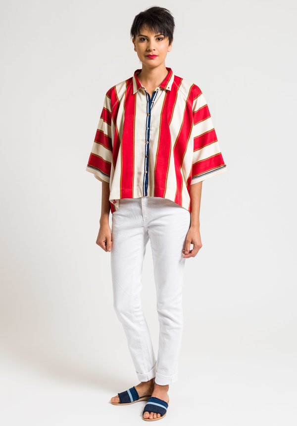 Péro Short Oversize Shirt in Red Stripe