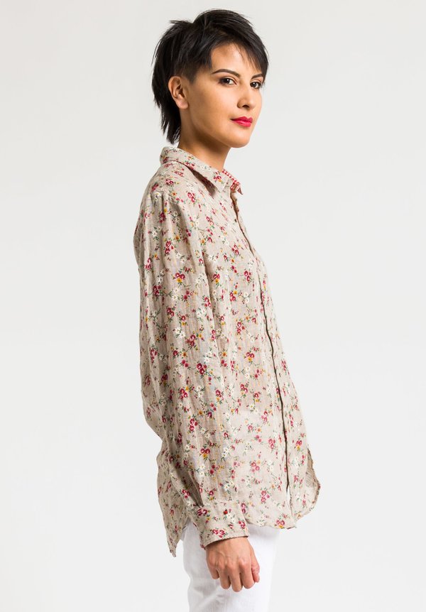Péro Floral Button-Down Shirt in Natural