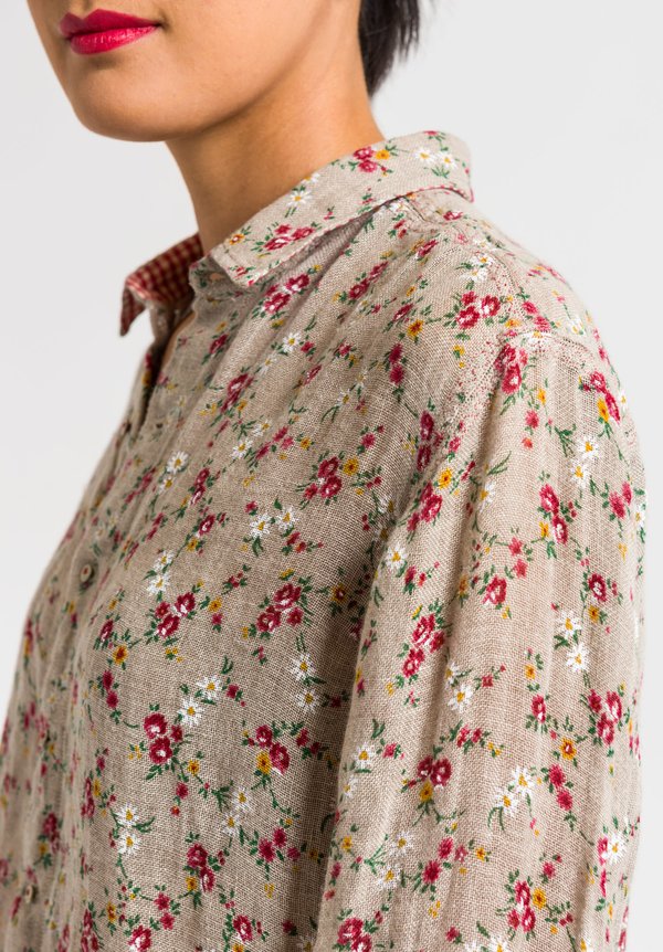 Péro by Aneeth Arora Linen Shirt with Floral Print