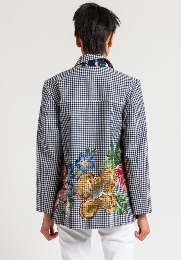 Péro by Aneeth Arora Reversible Blue Jacket with Embroidery