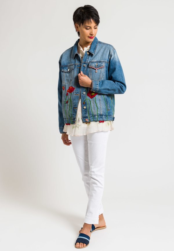 Péro Limited Edition Cotton Denim Jacket in #17 Poppies