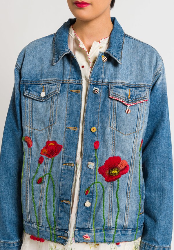 Péro Limited Edition Cotton Denim Jacket in #17 Poppies | Santa Fe Dry ...