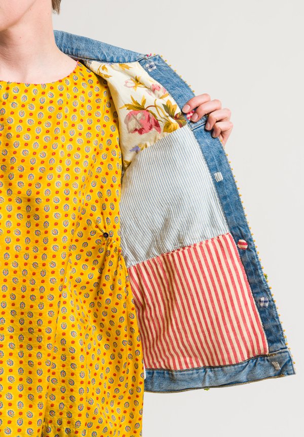 Péro Limited Edition Denim Jacket in Crocheted Flowers