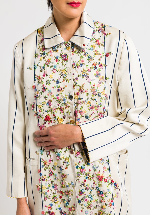 Péro Reversible Coat with Floral Embroidery