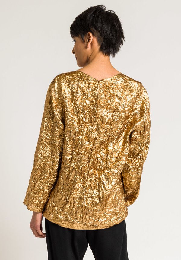 Ms Min Metallic Wide Neck Top in Gold